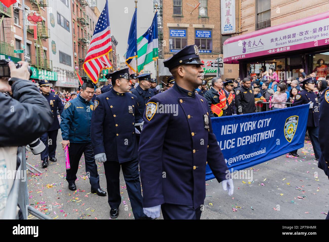 New York, Chinatown, USA February 12, 2023 New York City Police