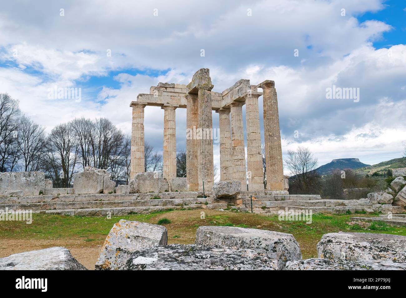 Doric style columns and ruins from Temple of ancient Greece. temple of ...