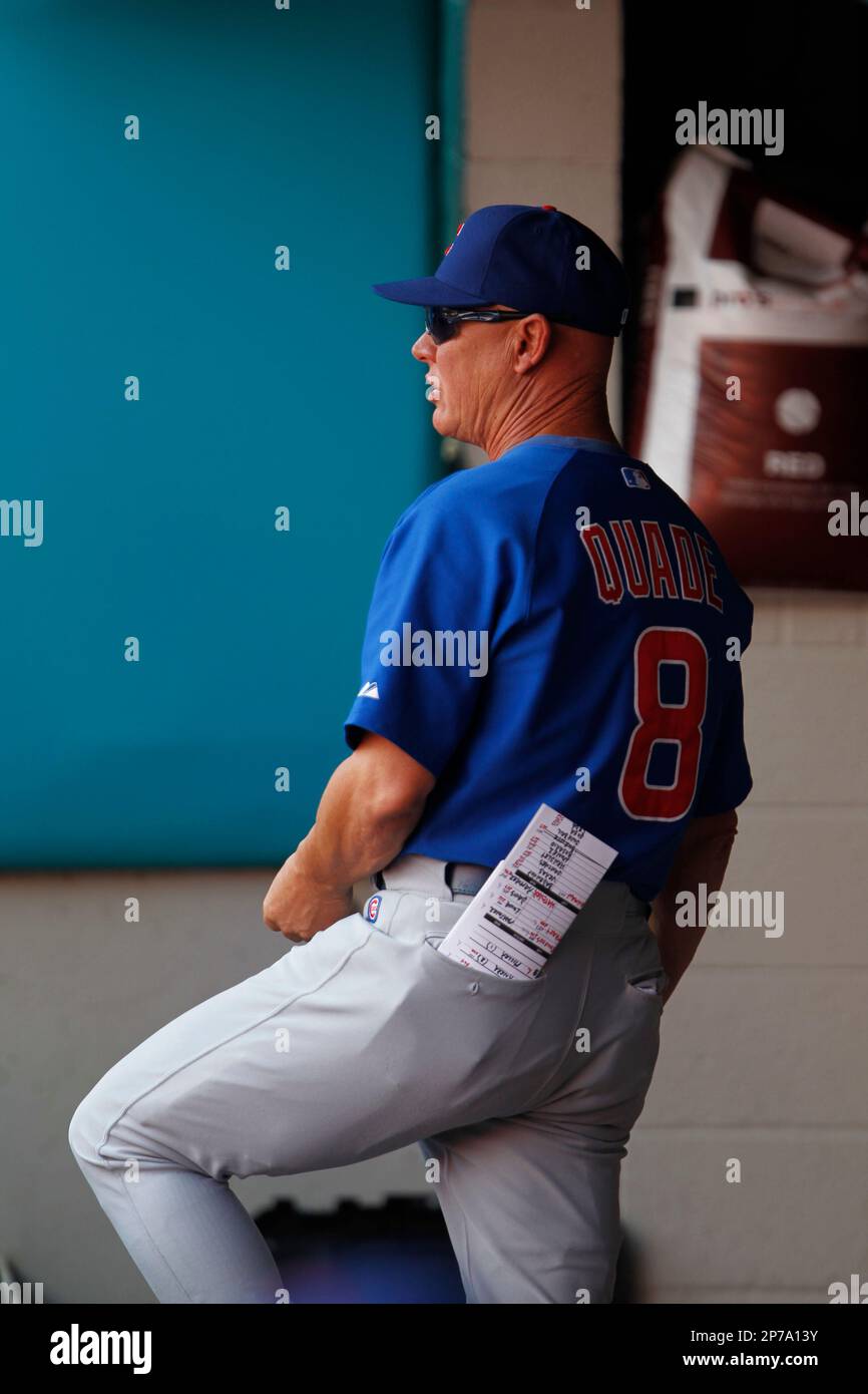 Chicago Cubs Mike Quade in a game against the Florida Marlins at