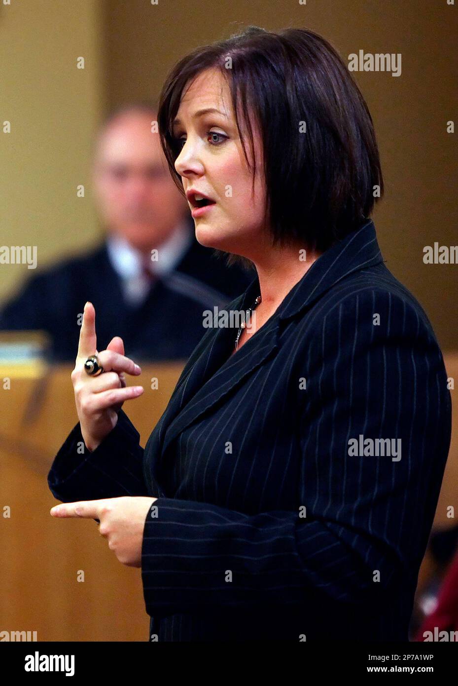 Attorney Kellie Johnson delivers opening arguments for the prosecution