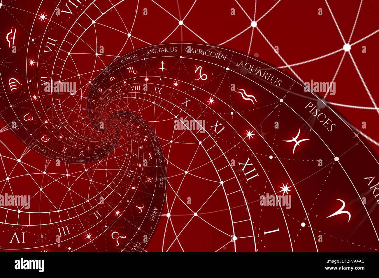 Astrology and alchemy sign background illustration - red Stock Photo