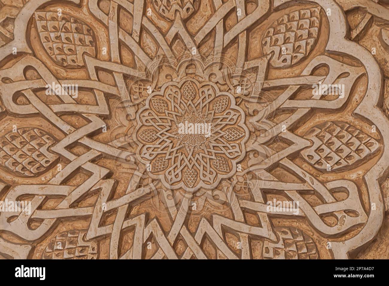 Arab background remanding to Islam culture. Design created from a 13th century architectural detail using droste effect Stock Photo