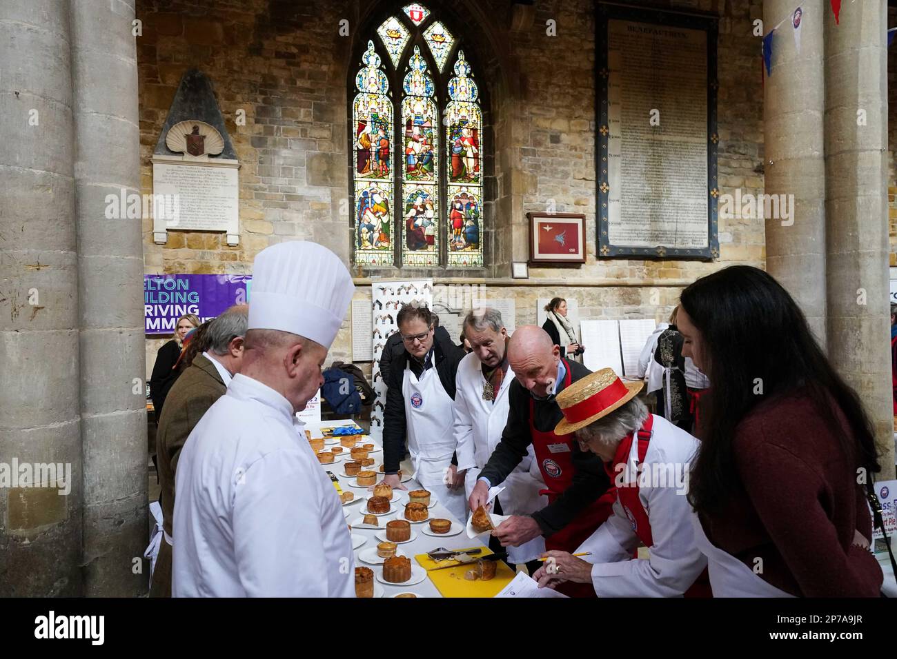 Pies are judged during the Melton Mowbray British Pie Awards, at St