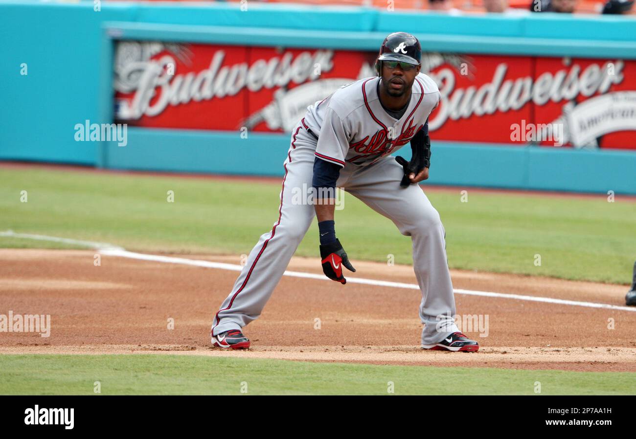 Atlanta Braves Jason Heyward In A Game Against The Florida Marlins At ...