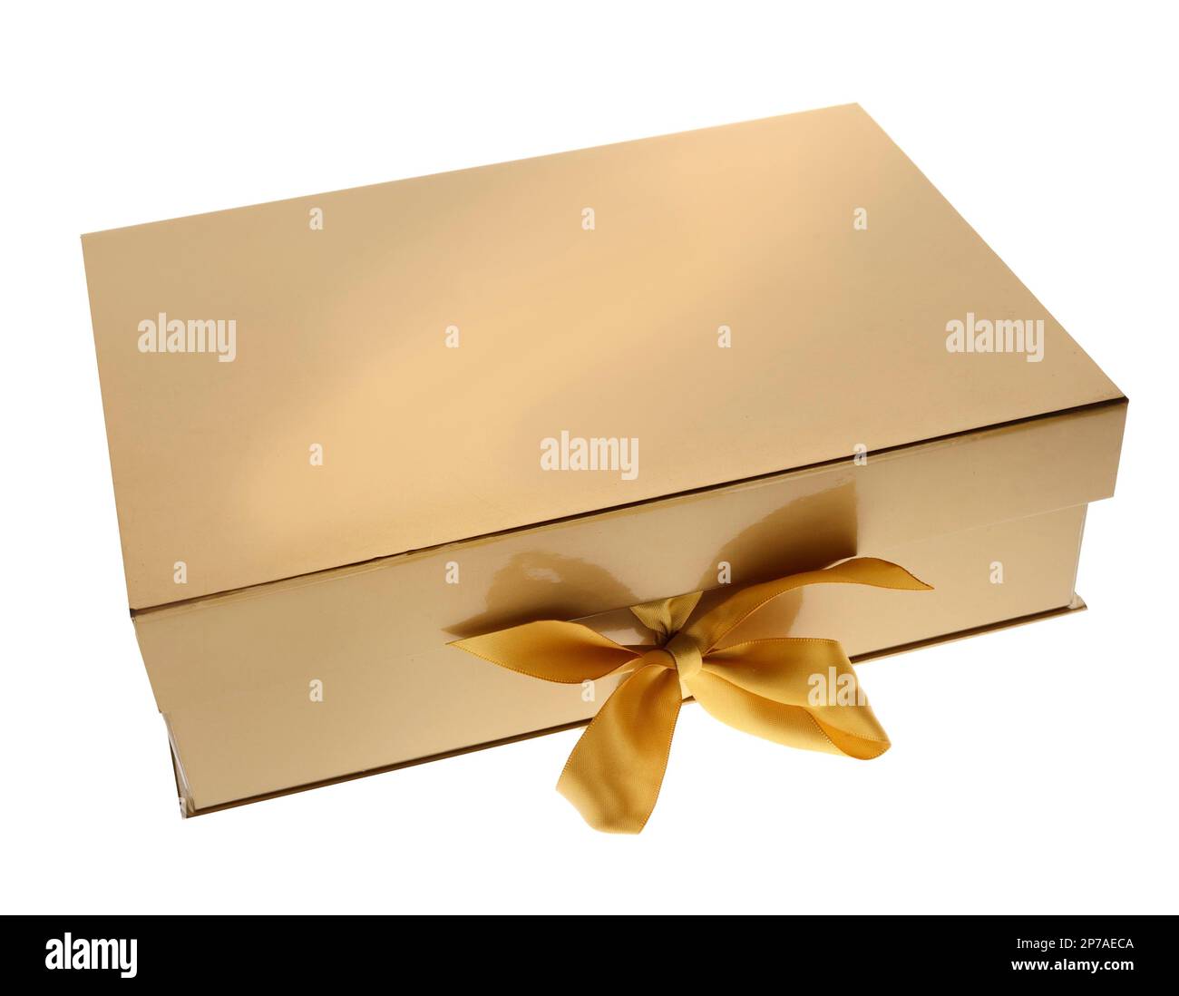 Gift box golden Stock Photo
