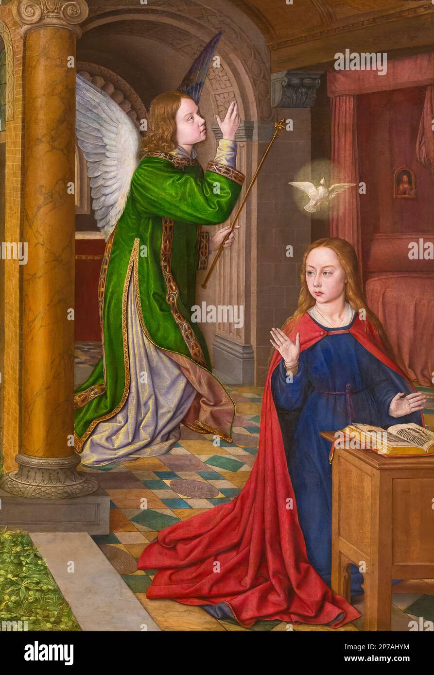 The Annunciation, Jean Hey, Master of Moulins, 1490-1495, Art Institute of Chicago, Chicago, Illinois, USA, North America, Stock Photo