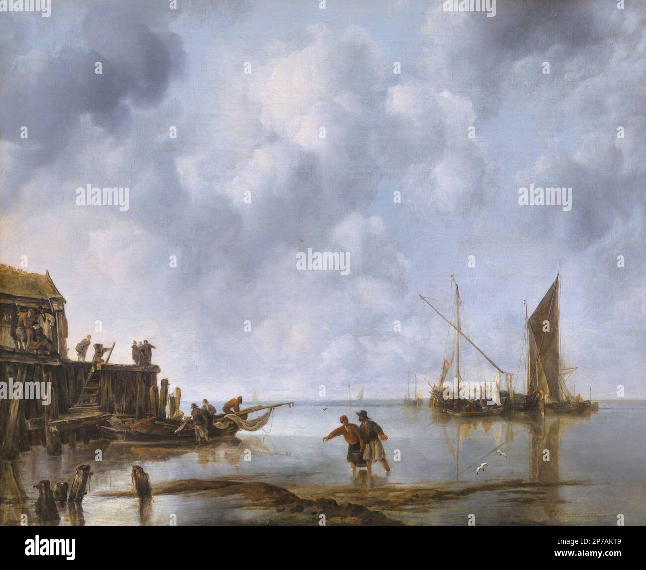 Fishing Boats in a Calm, Jan van de Cappelle, 1651, Art Institute of Chicago, Chicago, Illinois, USA, North America, Stock Photo
