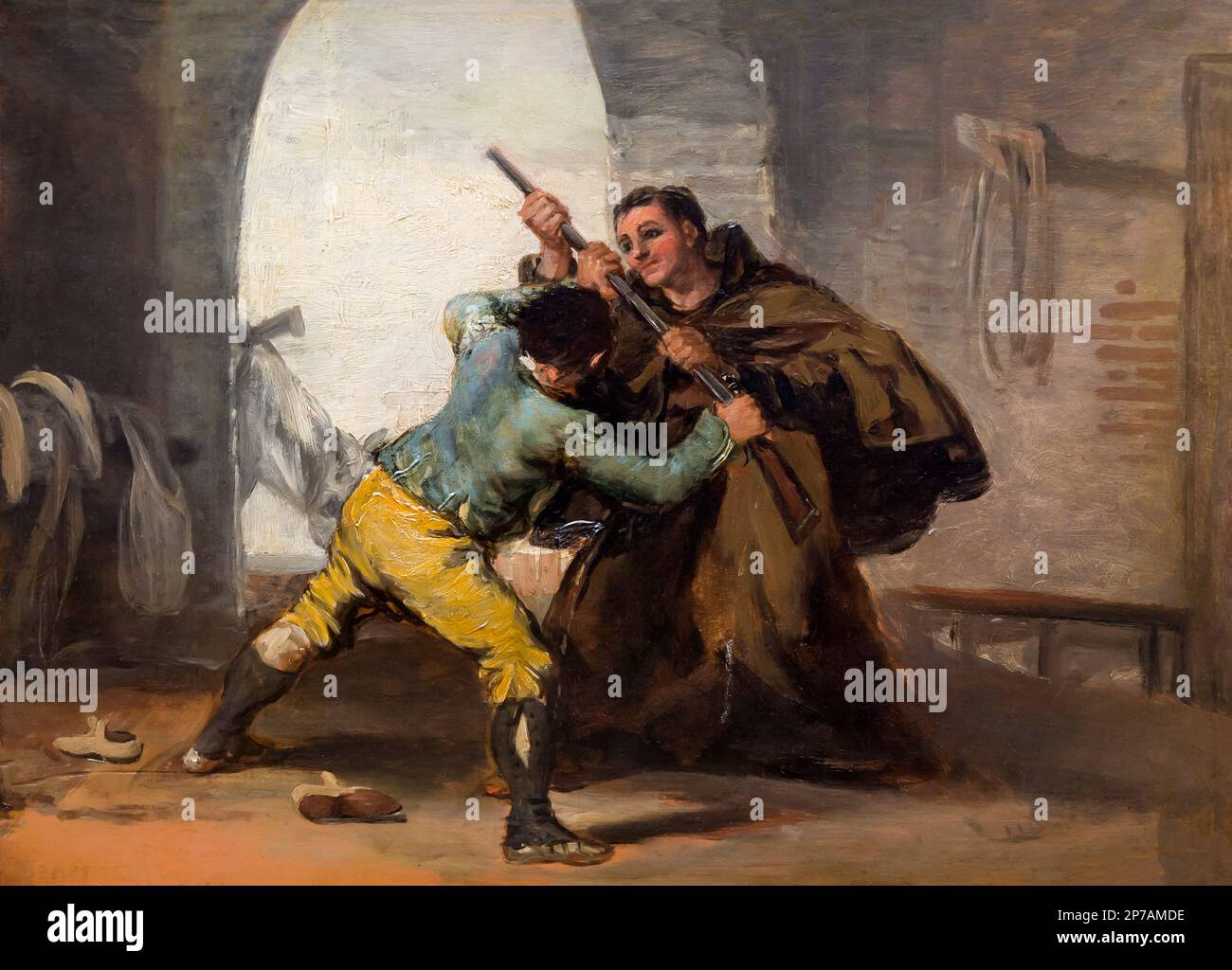 Friar Pedro Wrests the Gun from El Maragato,   Francisco Goya, circa 1806, Art Institute of Chicago, Chicago, Illinois, USA, North America, Stock Photo