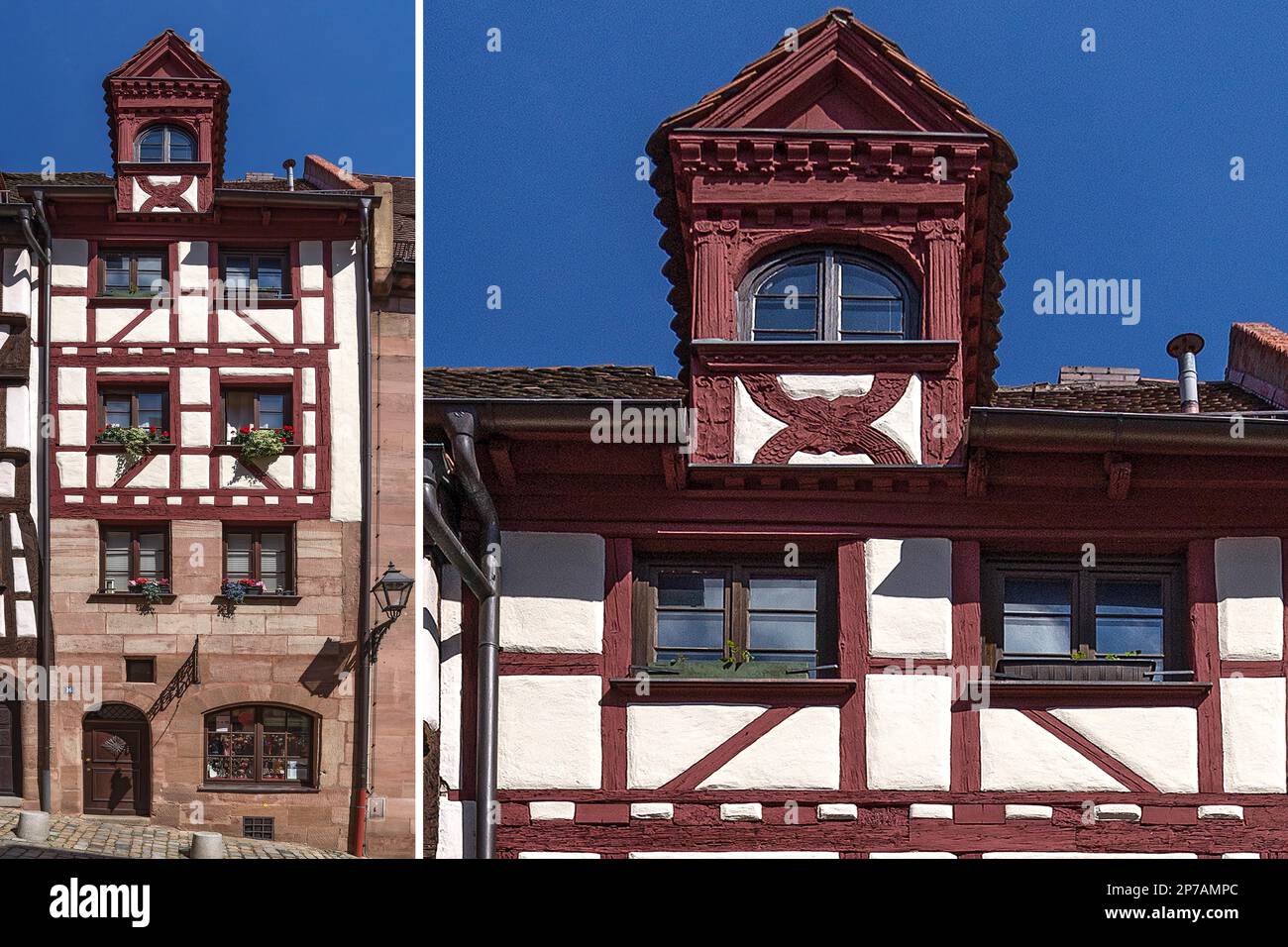Historic half-timbered house, totally renovated by the Nuremberg Old Town Friends, Untere Kraemergasse 16, Nuremberg, Middle Franconia, Bavaria Stock Photo