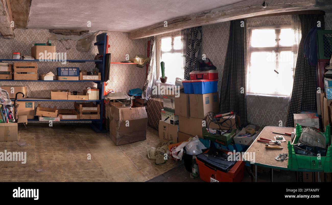 Room with a legacy in an old town house that has been unoccupied for years, Bavaria, Germany Stock Photo