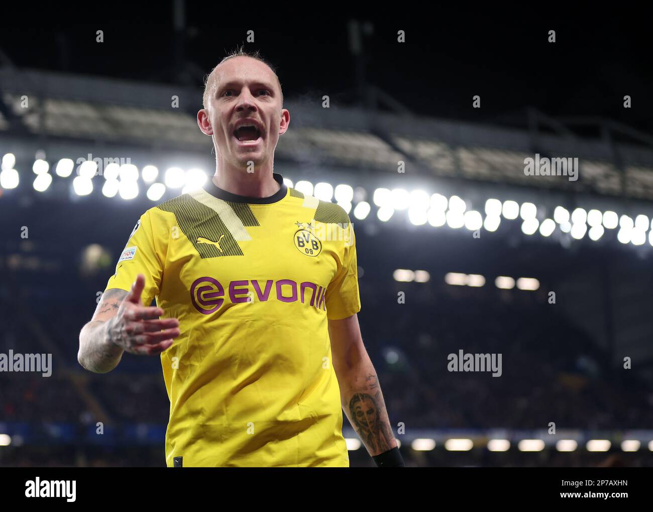 London, England, 7th March 2023. Marius Wolf of Borussia Dortmund during the UEFA Champions League match at Stamford Bridge, London. Picture credit should read: David Klein / Sportimage Stock Photo