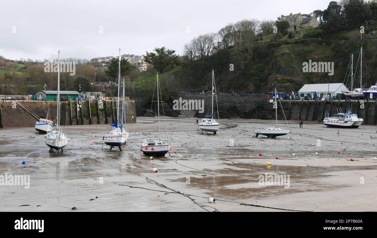 Small boats in harbour at low tide. Ilfracombe. Devon. England. UK Stock Photo