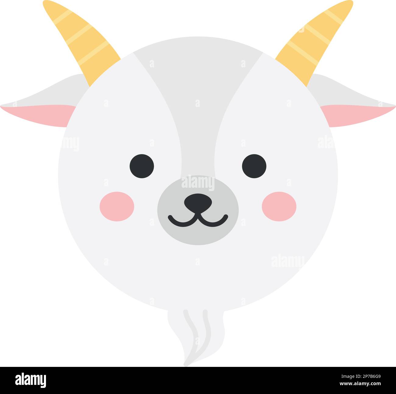 Capricorn vector illustration. Cute zodiac sign round icon. Ibex wild