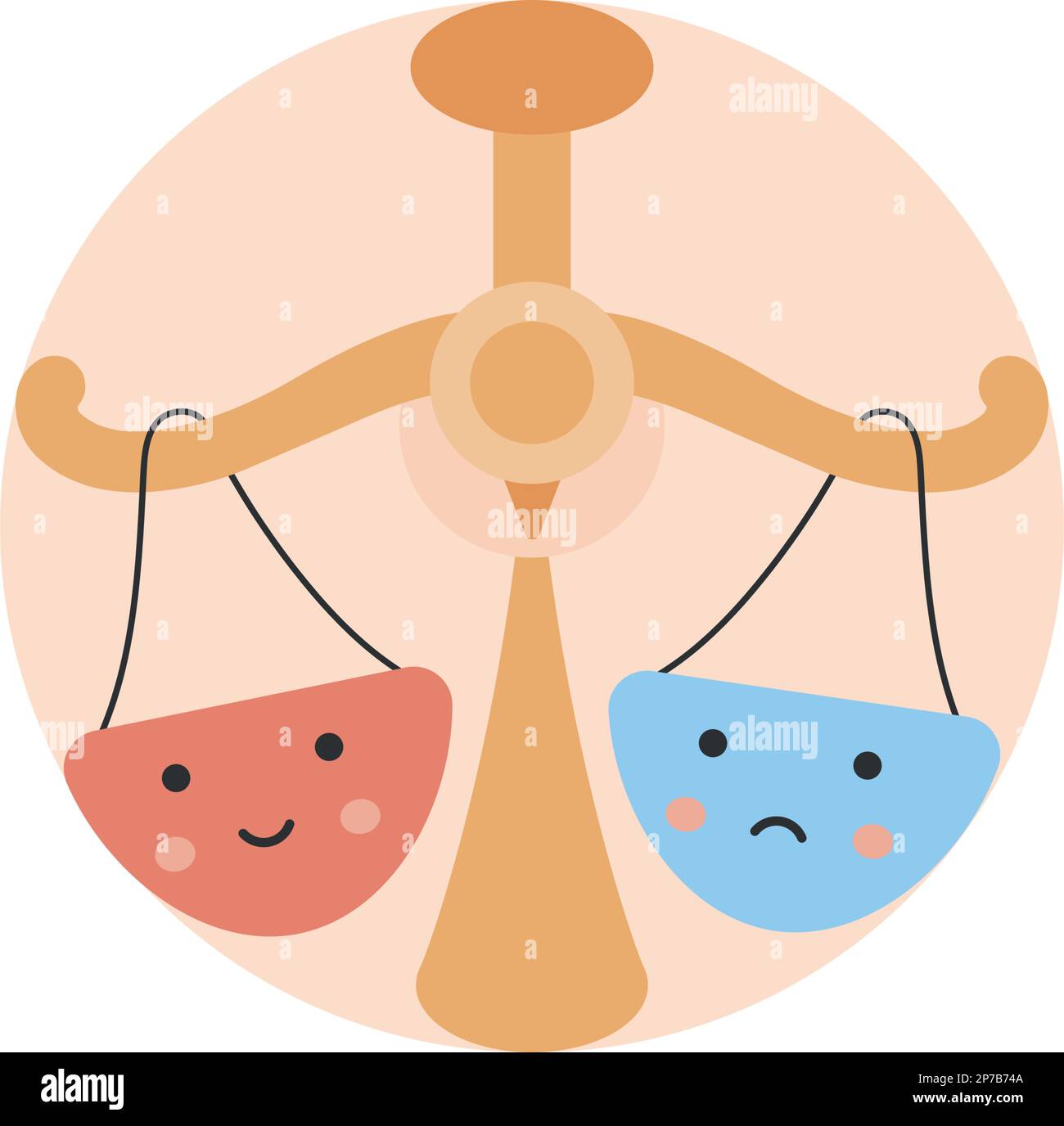 Libra Vector Illustration Cute Zodiac Sign Round Icon Scales Balance