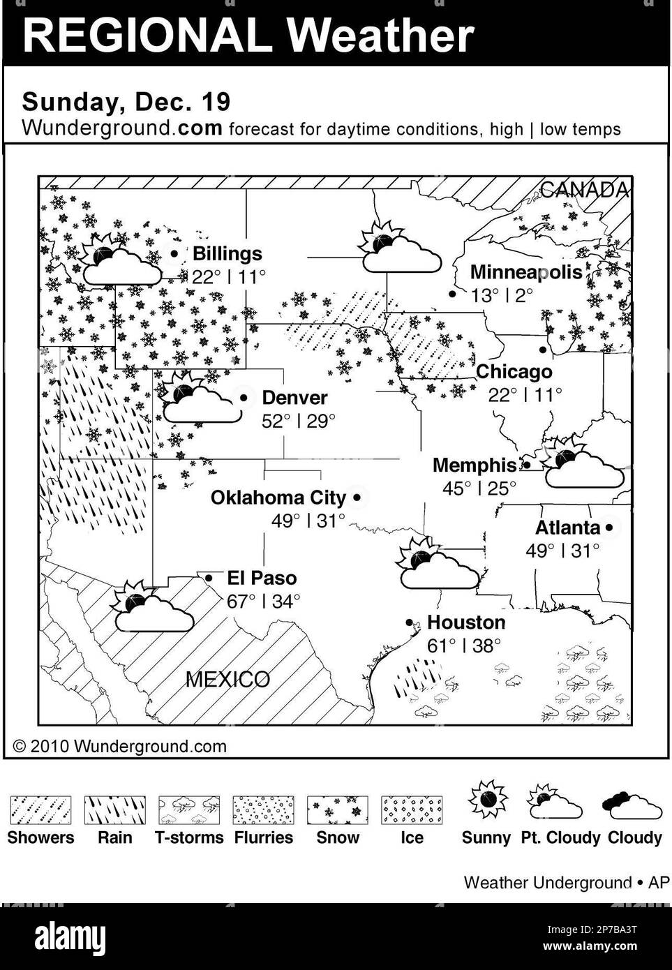 This is the Weather Underground forecast for Sunday, Dec. 19, 2010 for the central region of the