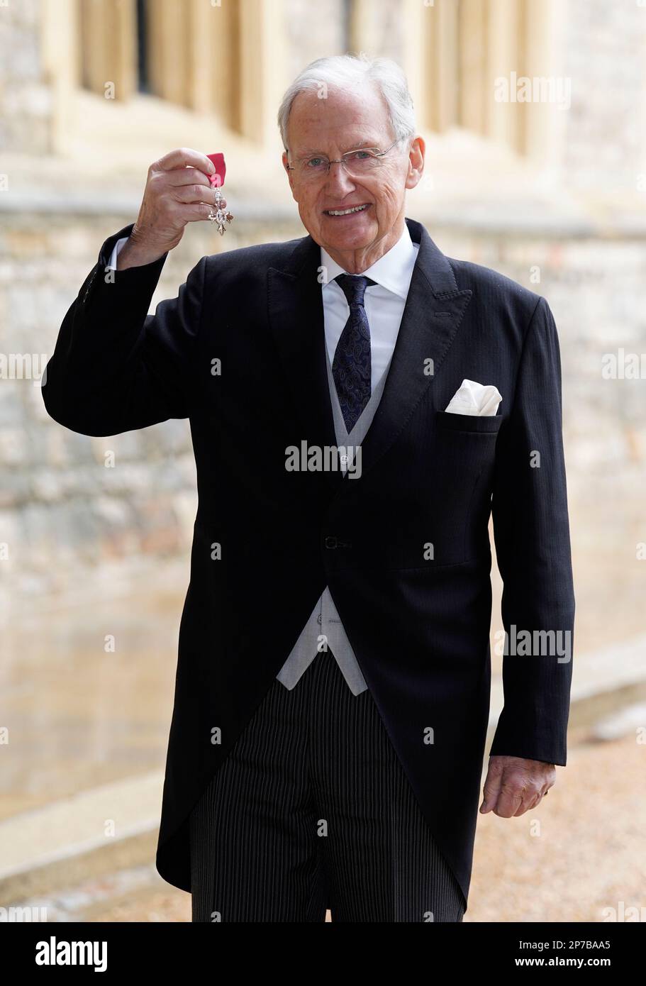 Bob Warman after being made a Member of the Order of the British Empire (MBE) by the Princess