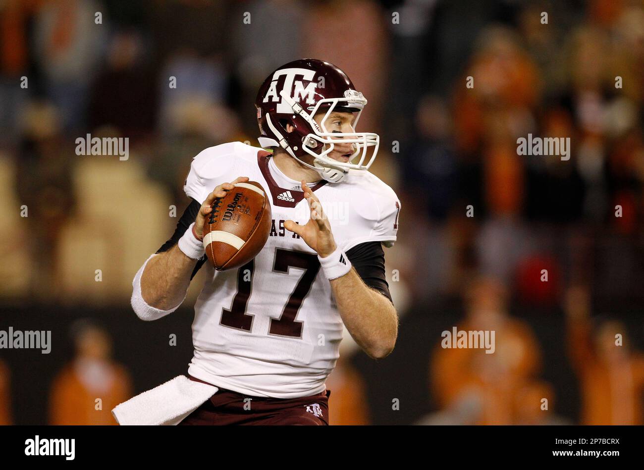 Texas A&M Aggies quarterback Ryan Tannehill (17) looks to pass the ball ...