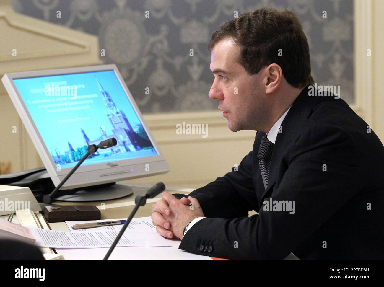 Russian President Dmitry Medvedev chairs a Security Council meeting in ...