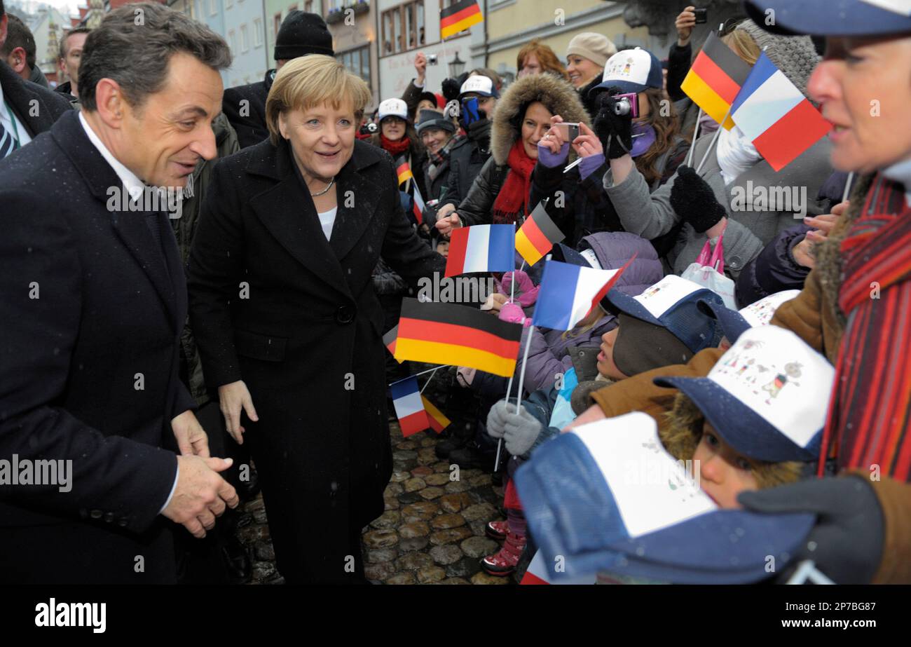France's President Nicolas Sarkozy and German Chancellor Angela Merkel ...