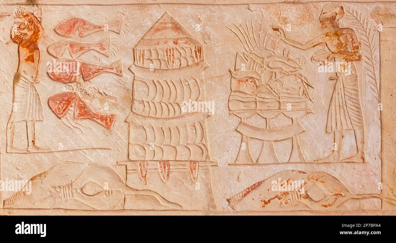 Egypt, Saqqara, tomb of Horemheb, north wall of the inner court