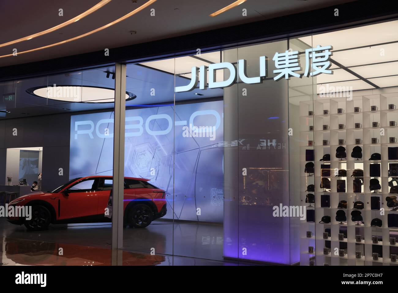 Shanghai,China-March 8th 2023:Jidu Auto electric car retail store. A Chinese EV company owned by Baidu and Geely Stock Photo