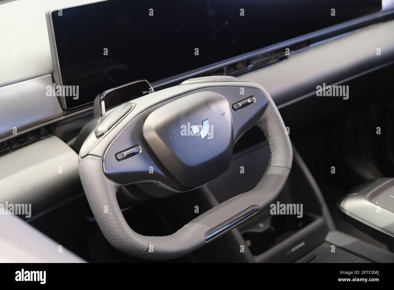 Shanghai,ChinaMarch 8th 2023 Jidu Auto electric car interior and