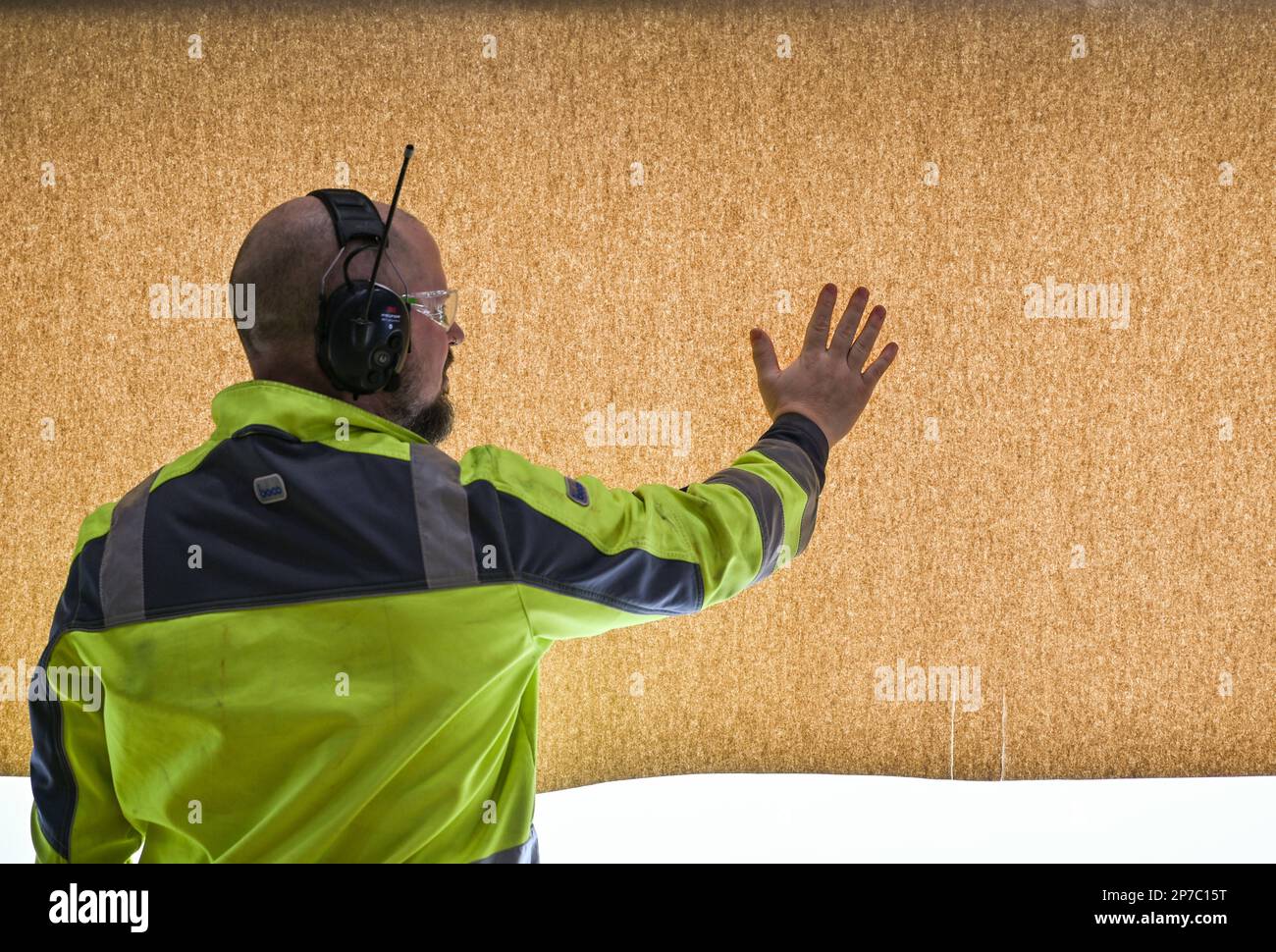 08 March 2023, Brandenburg, Eisenhüttenstadt An employee checks paper