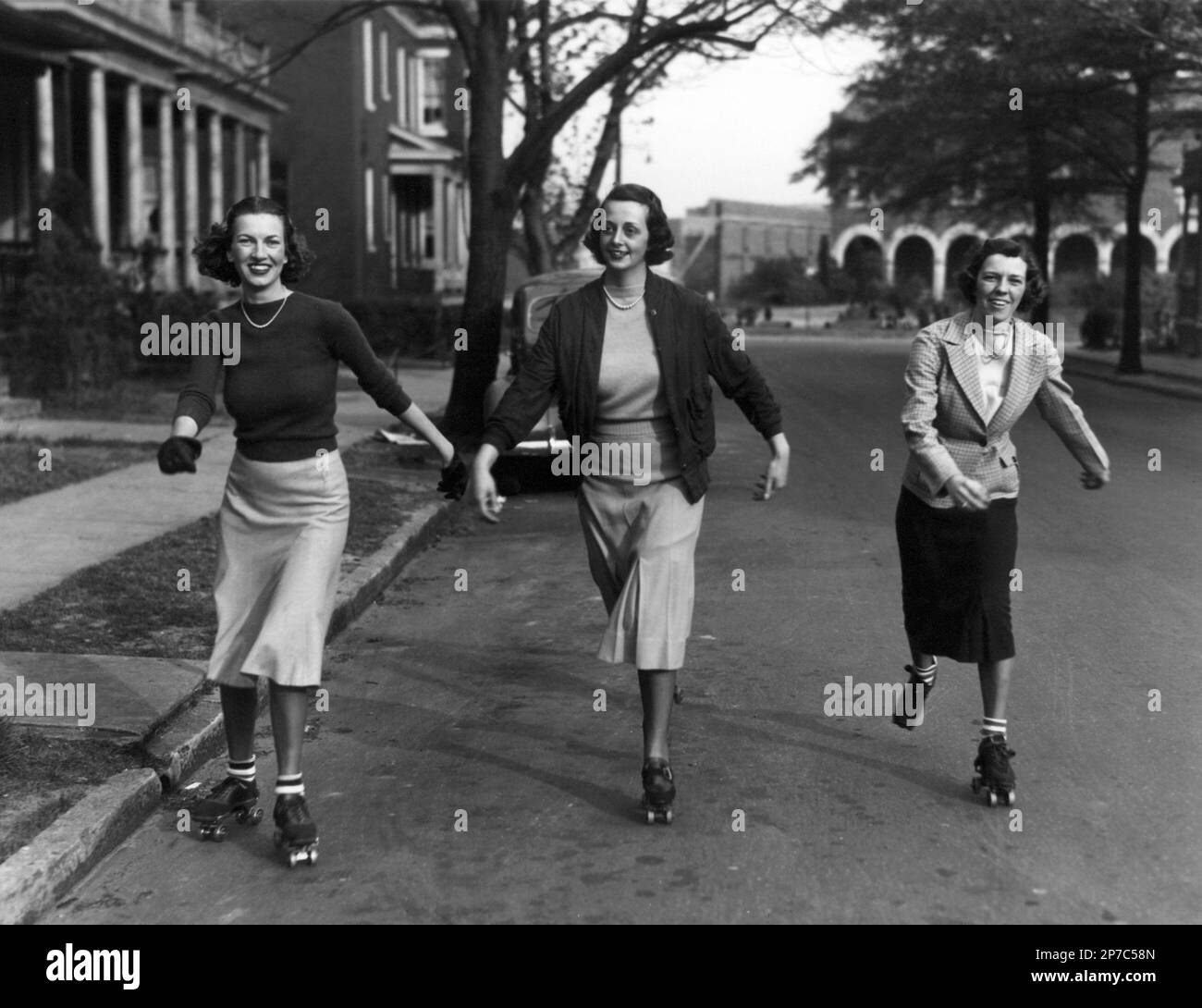 Skating through Ghent: Helen Warren, Mrs. John Maddrey, Rebekah Huber