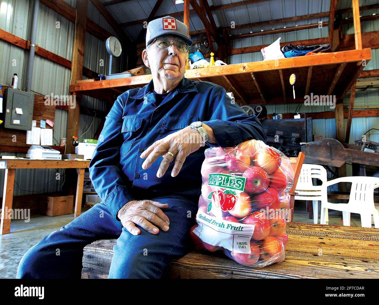This Sept. 30, 2010 photo shows Bill Yates, 73, owner of the Yates Apple Orchard in rural
