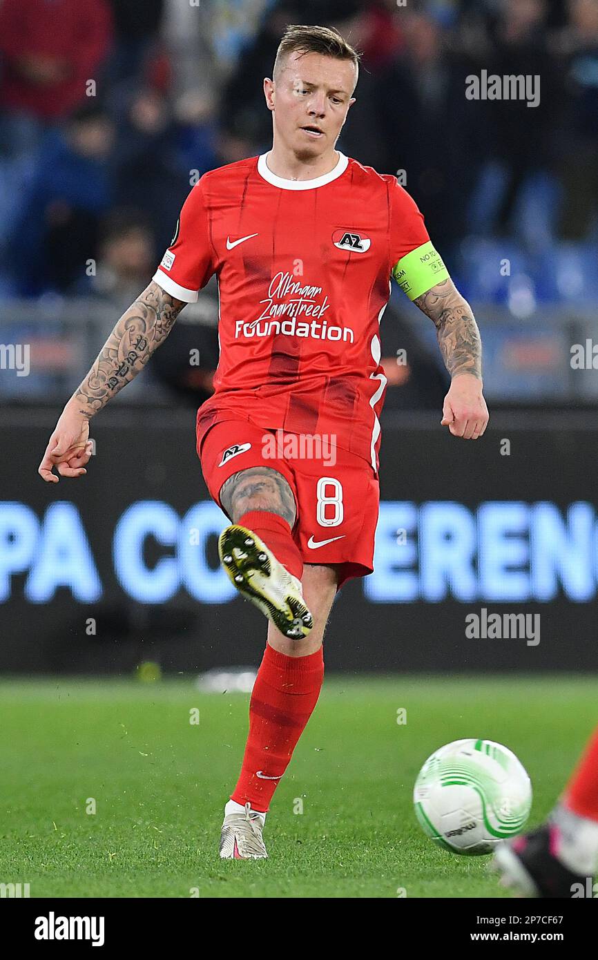 Rome, Lazio. 07th Mar, 2023. Jordy Clasie AZ Alkmaar during football Uefa Conference League match Serie A match Lazio v AZ Alkmaar, Stadio Olimpico Rome, Italy, March 07th, 2023 Fotografo01 Credit: Independent Photo Agency/Alamy Live News Stock Photo