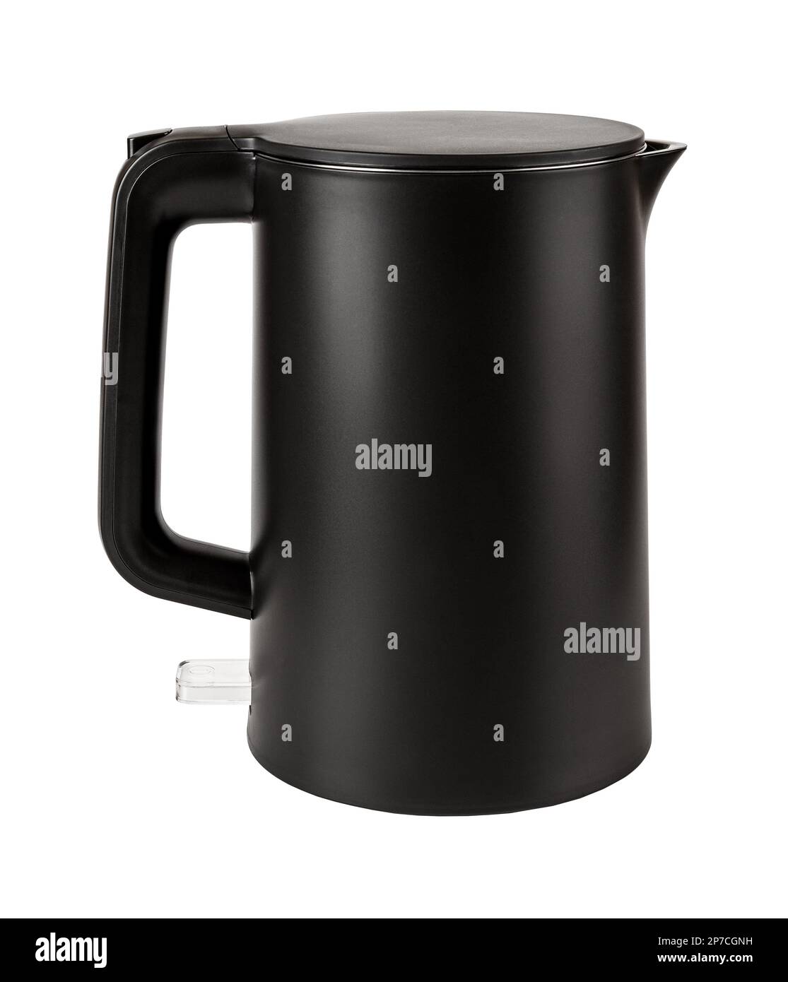 Stylish electric kettle cutout. Matte black kettle isolated on a white