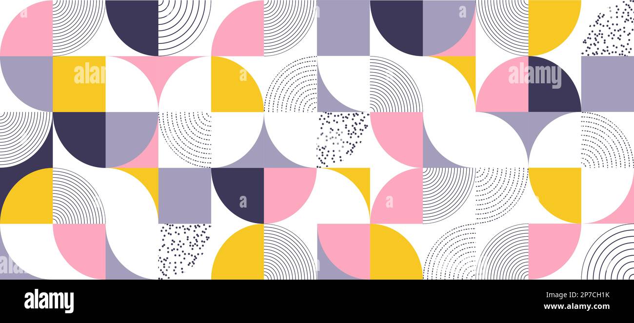 Abstract modern geometric background from simple geometric shapes, circles, circles. Stock Vector