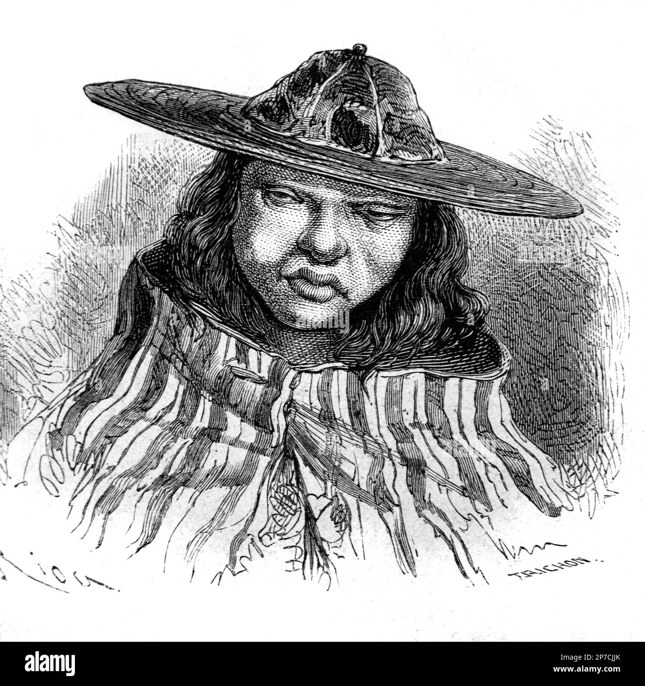 Portrait of Quechua Man, Indigenous People of South America, particularly Peru and Bolivia. Vintage or Historic Engraving or Illustration 1862 Stock Photo