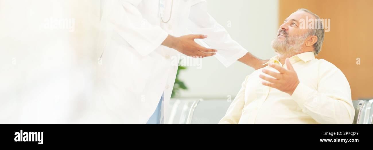 Web Banner Elderly Male Patient With High Body Fat Obesity Sees A
