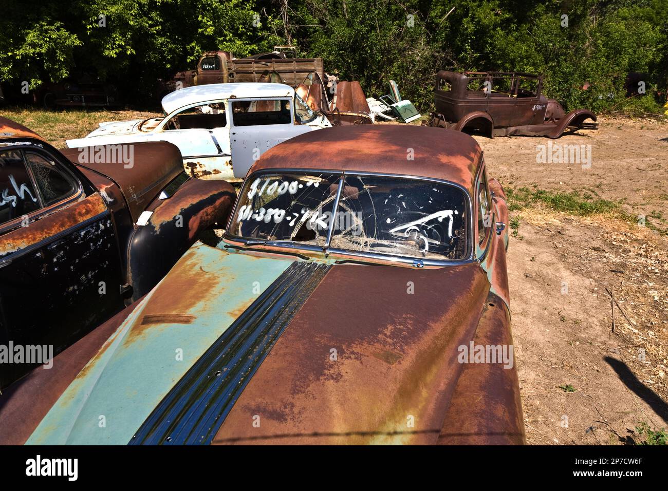 Orderville, USA July 15, 2008 junk yard with old beautiful oldtimers