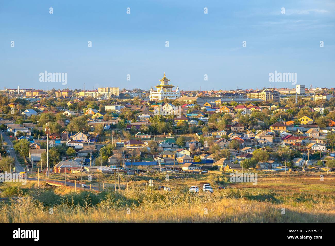 View of the city of Elista on an autumn day. Republic of Kalmykia, Russia Stock Photo