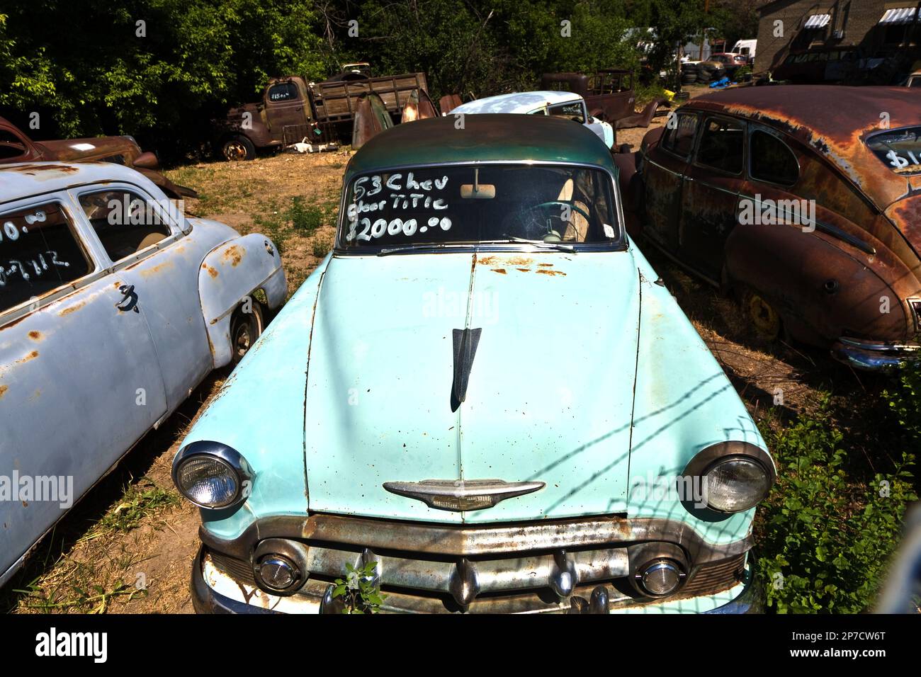 Orderville, USA July 15, 2008 junk yard with old beautiful oldtimers
