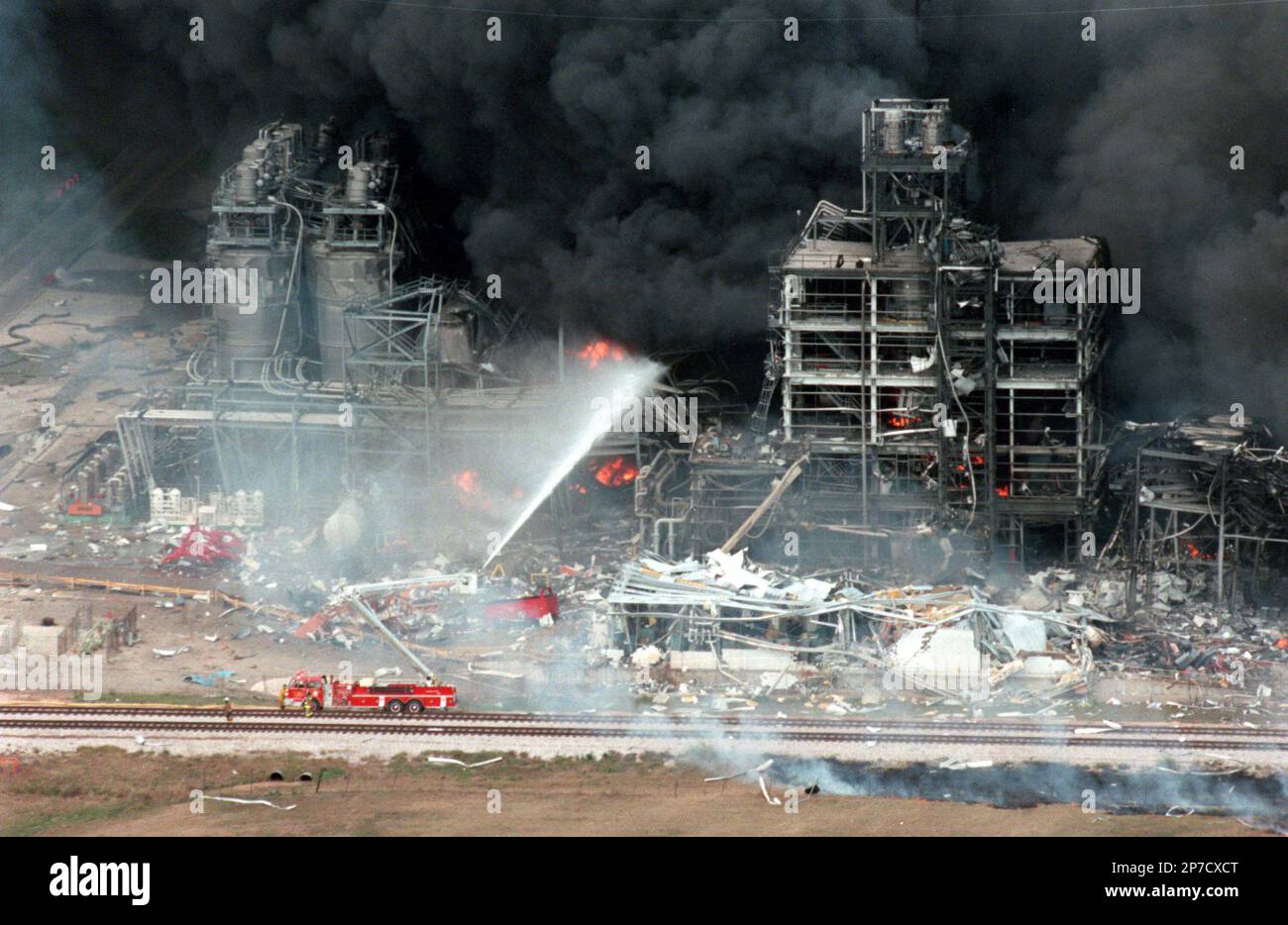 Aerial photos of the natural gas explosion and fire at the Phillips