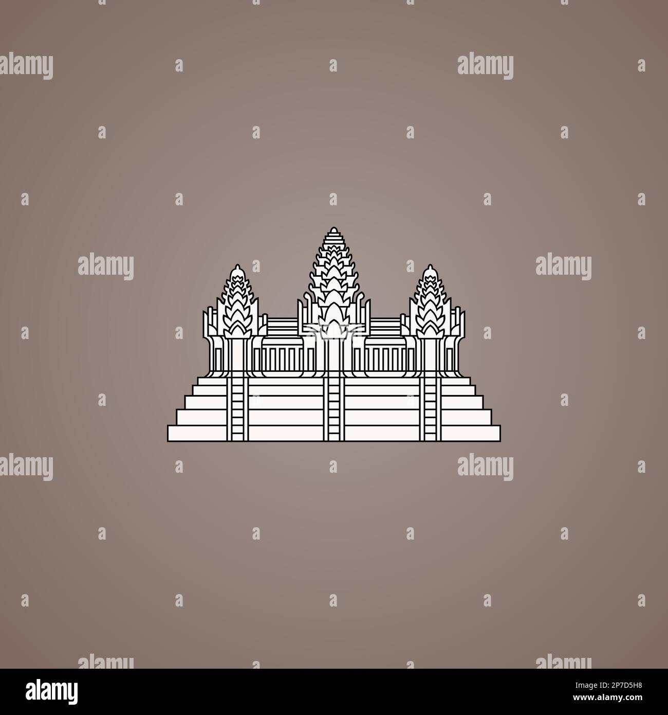 Angkor Wat - symbol from the flag of Cambodia. Stock Vector