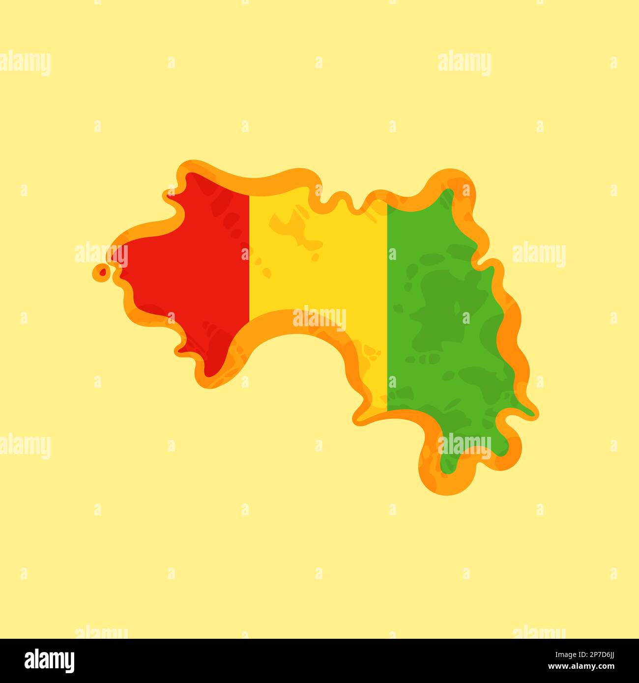 Modern Map - Guinea flag colored GN. Guinea detailed map with flag of  country. Painted in colors in the national flag. Map of Guinea with an  official flag. Illustration on white background