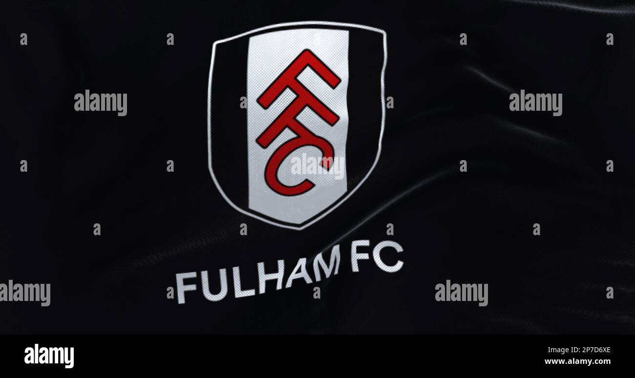London, UK, jan 2023 flag of Fulham Football Club waving. Professional