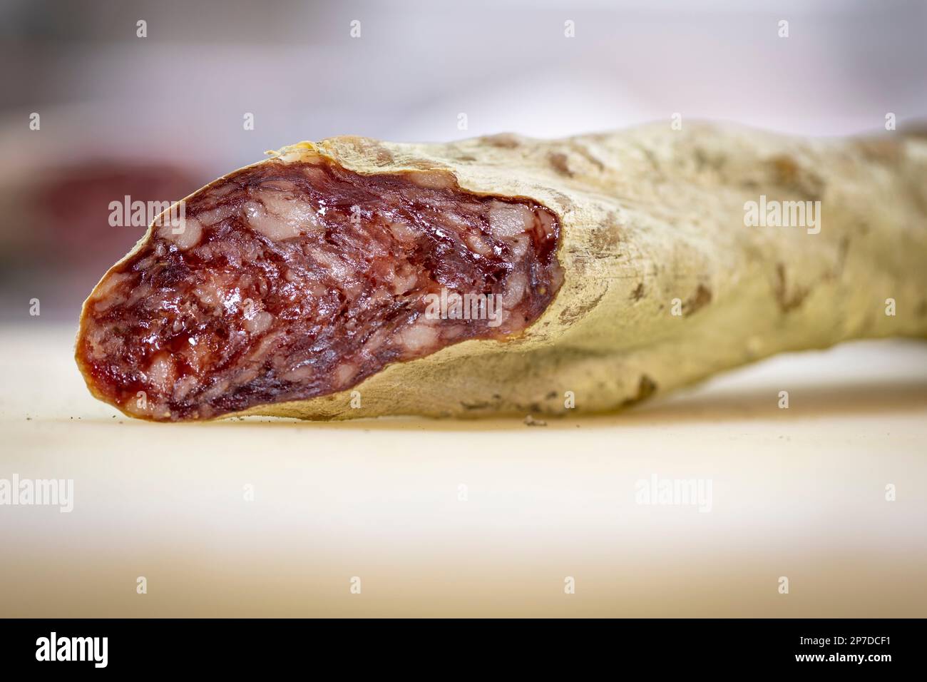 Llonganissa (catalan cured & dried pork sausage) Stock Photo