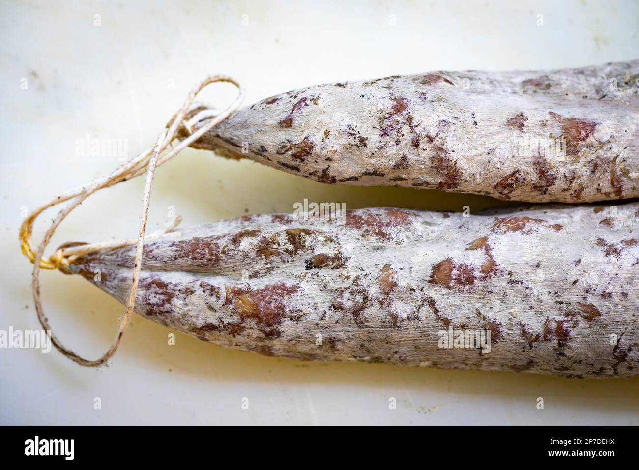 Llonganissa (catalan cured & dried pork sausage) Stock Photo