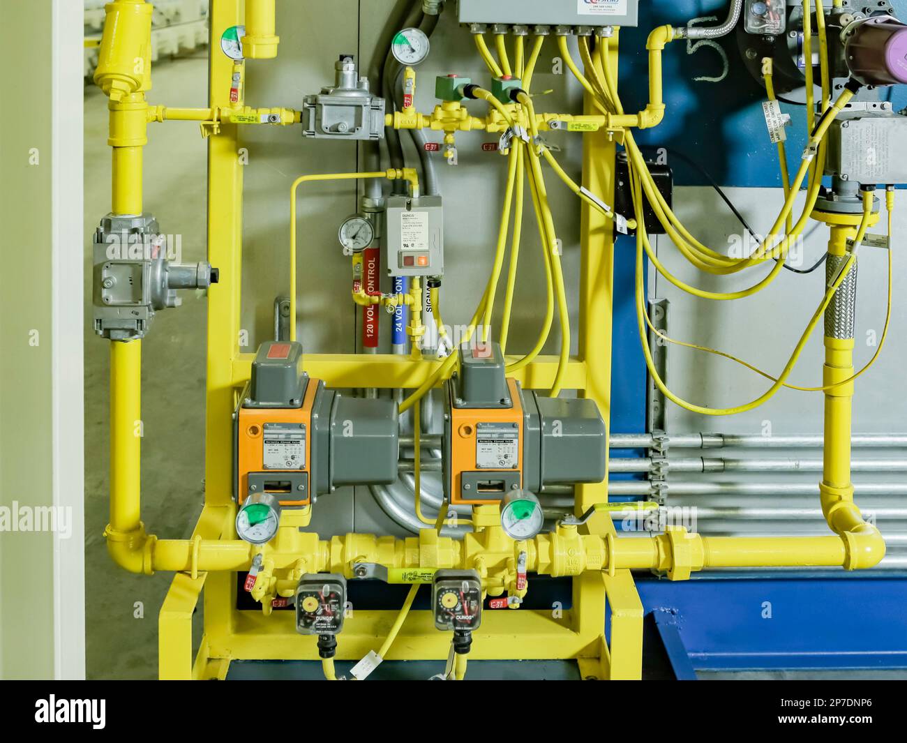 Security features in modern factories Stock Photo - Alamy