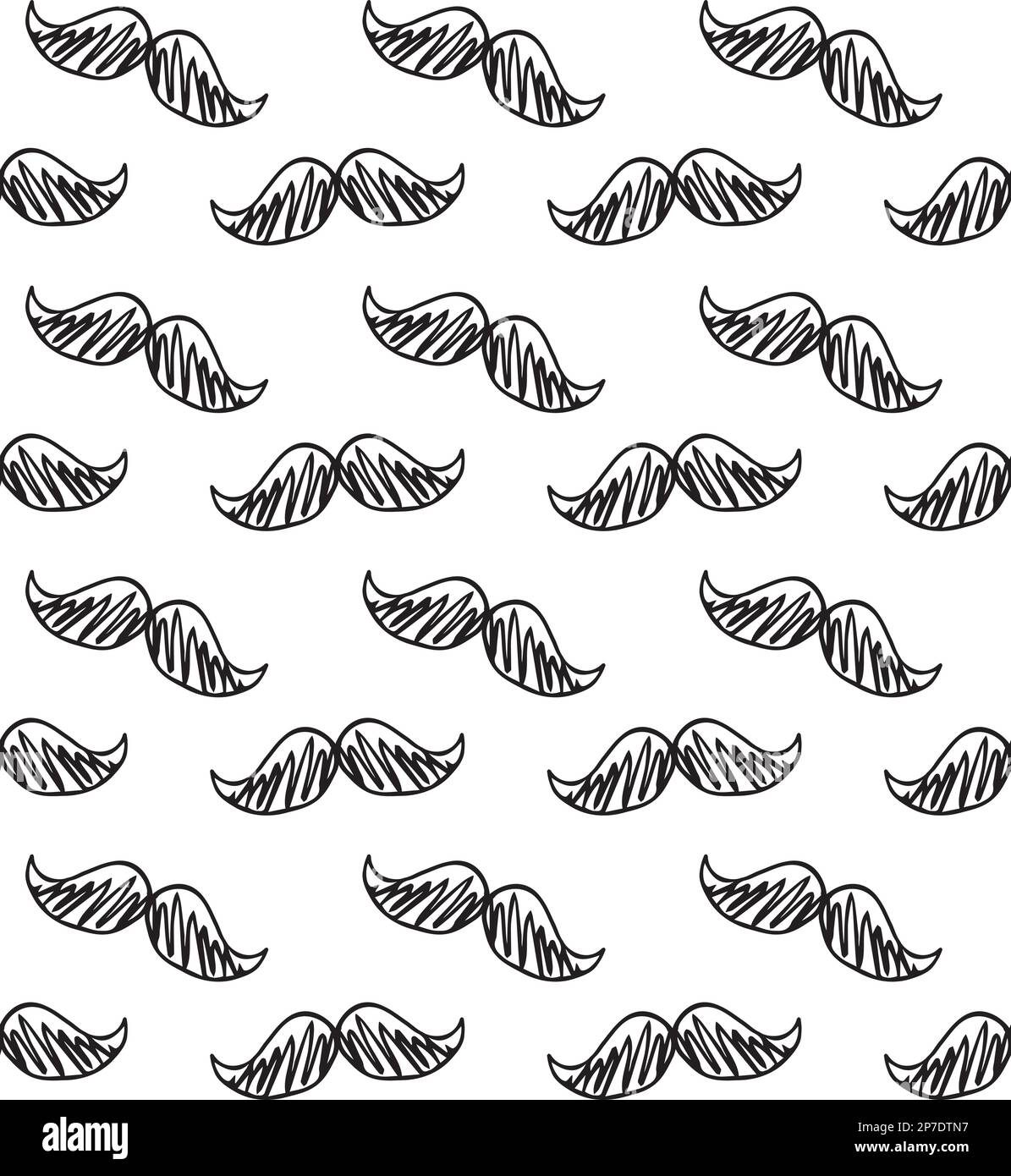 Vector seamless pattern of hand drawn sketch doodle mustache isolated ...