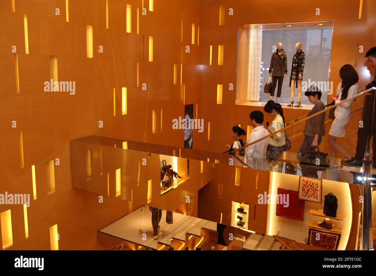 Dancers perform at the new Louis Vuitton flagship store in Chengdu in  southwest China's Sichuan province on Thursday, Sept. 2, 2010. Louis Vuitton  opened its 9th flagship store in China mainland.(Photo By