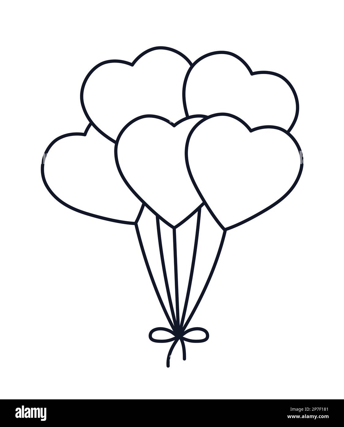 Bunch of heart shaped balloons vector icon Stock Vector