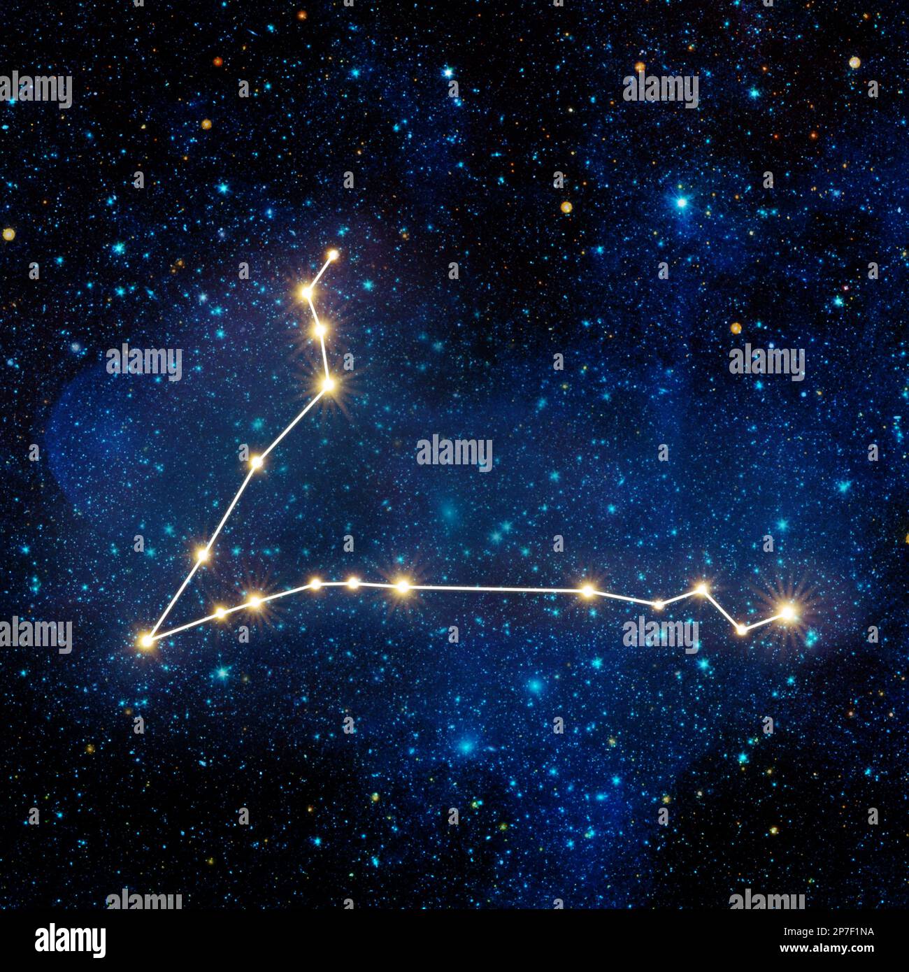 pisces constellation stars twinkling and shining in clear night sky, some elements of this image were furnished by NASA, astrology and horoscopes conc Stock Photo