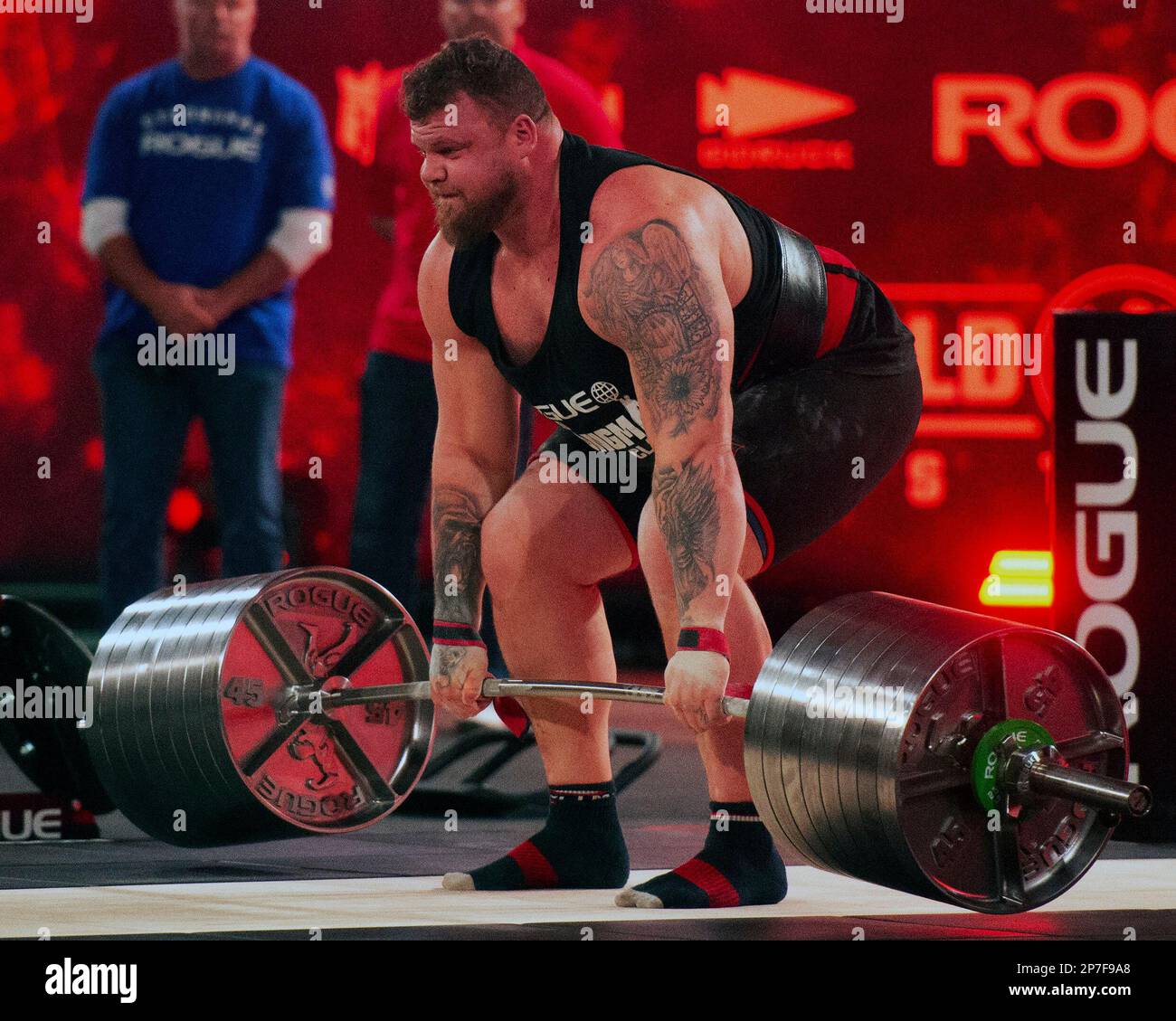 Columbus, Ohio, United States. 4th Mar, 2023. Tom Stolsman (GBR) competes in the Elephant Bar Deadlift at the Arnold Strongman Classic in Columbus, Ohio USA. Credit: Brent Clark/Alamy Live News Stock Photo