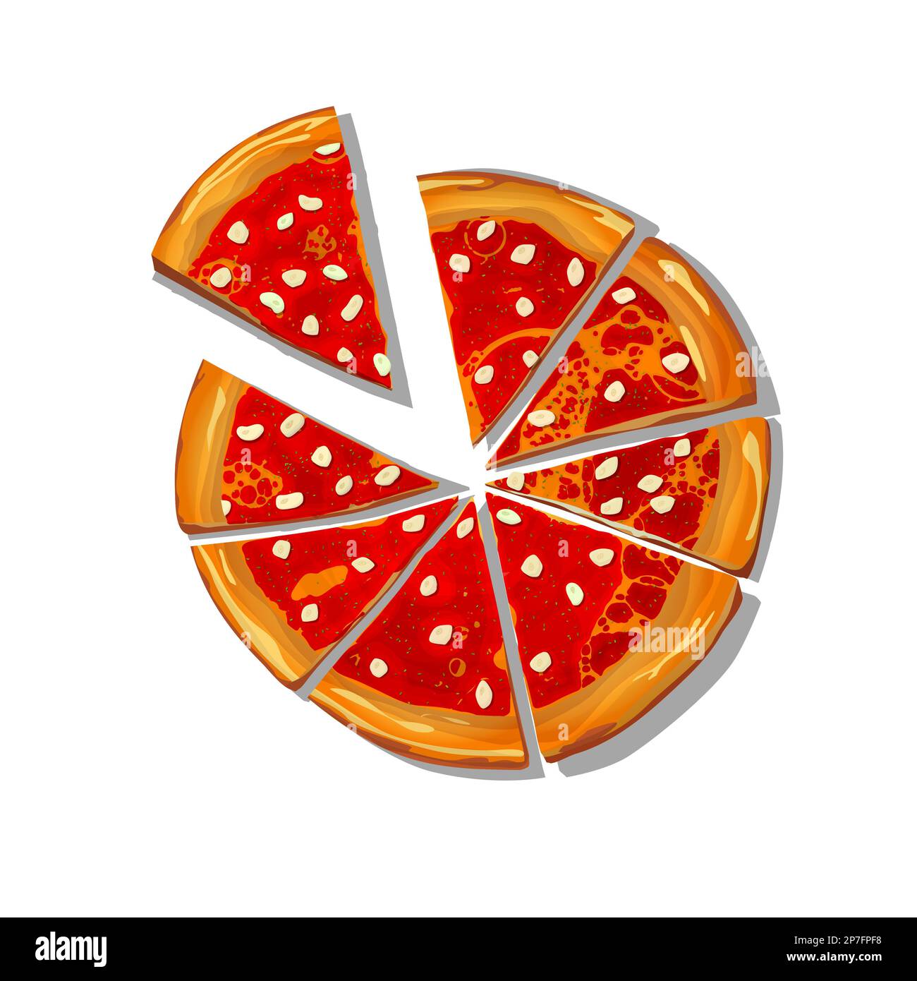 Sliced Pizza Marinara cartoon over white background, vector